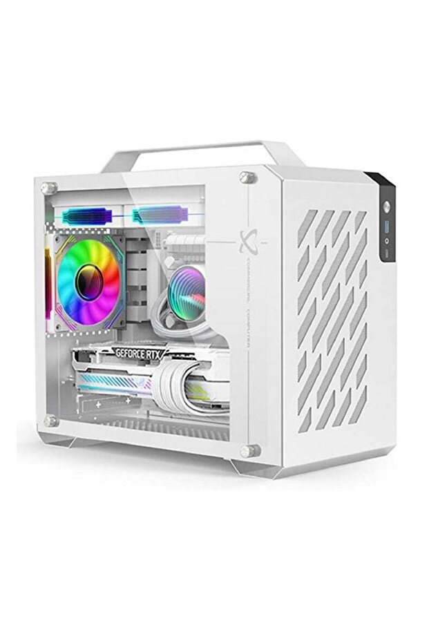 Portable Micro Gaming/Workstation Desktop PC (White) - Ryzen 5, RTX 5060 Ti 8GB, 16GB, 1TB NVMe,