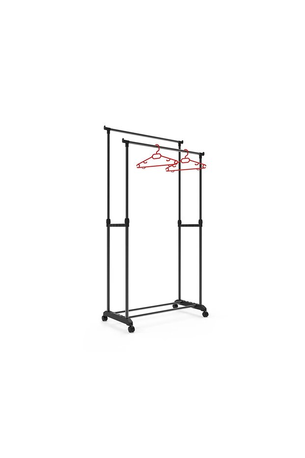 Stainless Steel 2-Piece Garment Rack Wheel-Chair Clothes Rack
