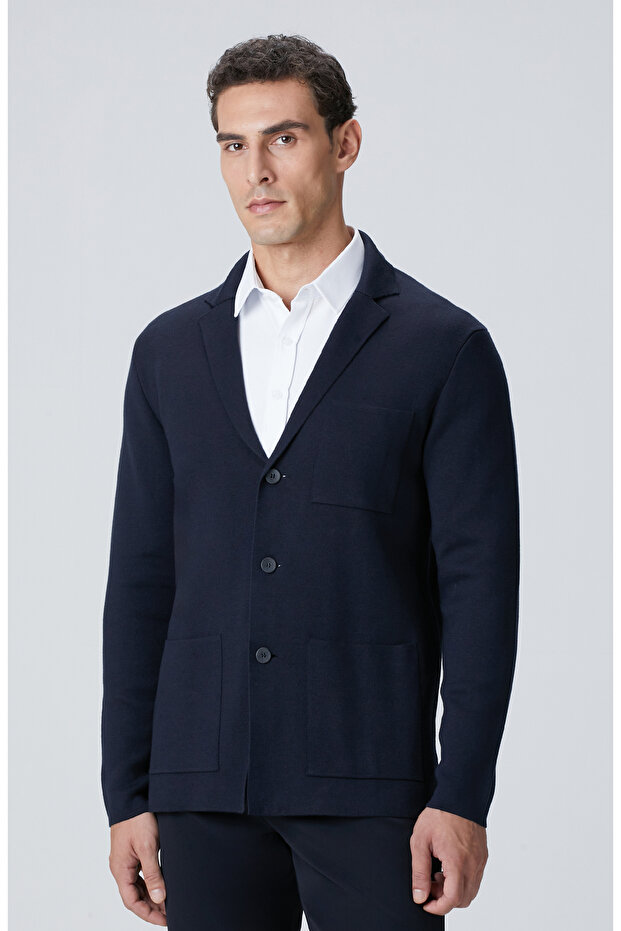 Lacivert Triko Ceket - 4