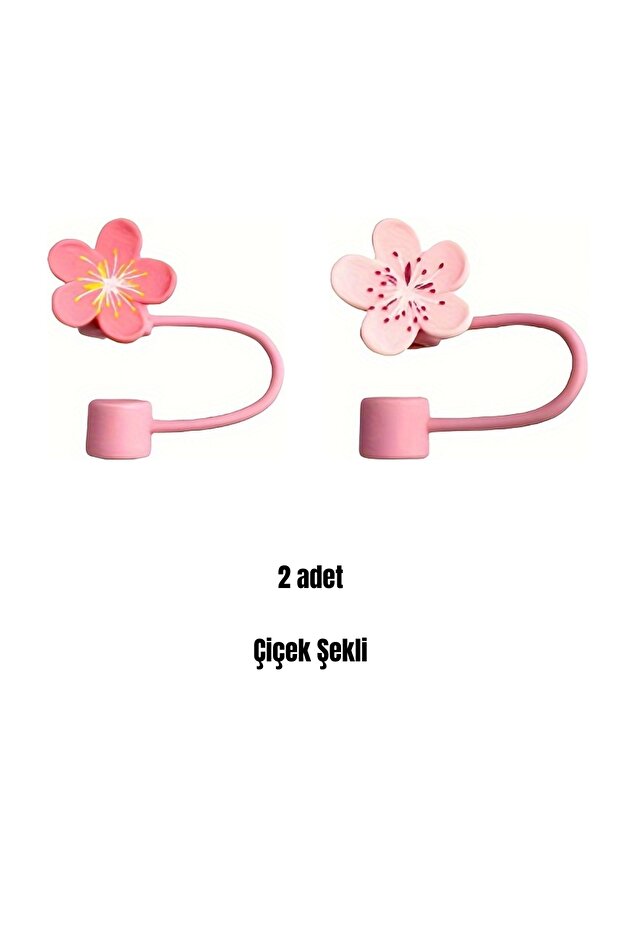 Termos Pipet Koruyucu 2 Adet Çiçek Pipet Koruyucu Silikon Pipet Kılıfı Pipet Tıpası - 1