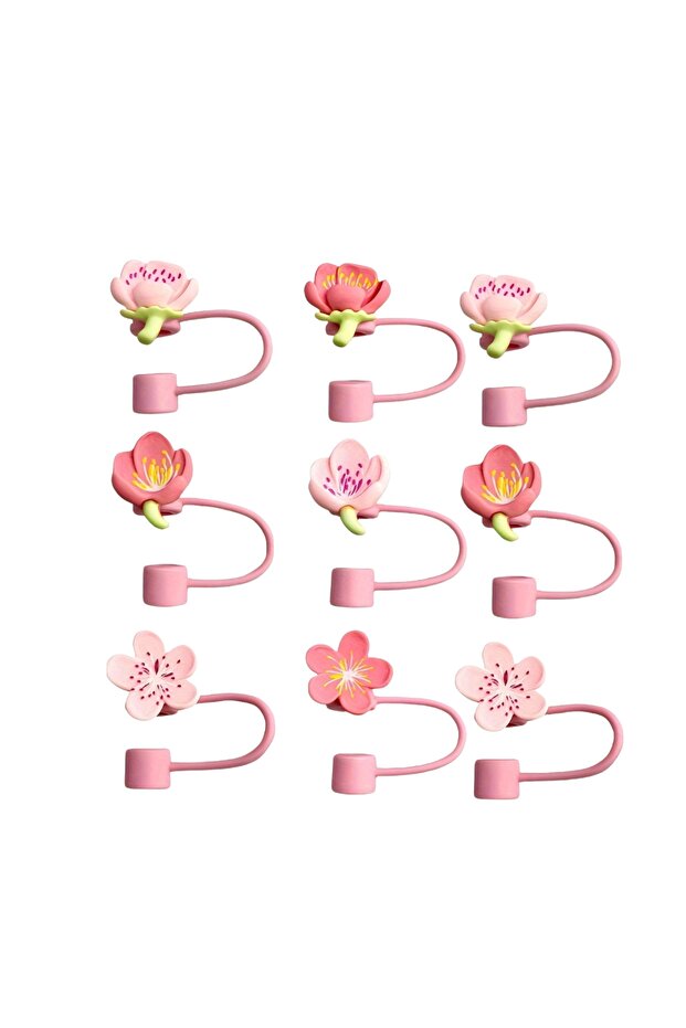 Termos Pipet Koruyucu 2 Adet Çiçek Pipet Koruyucu Silikon Pipet Kılıfı Pipet Tıpası - 2