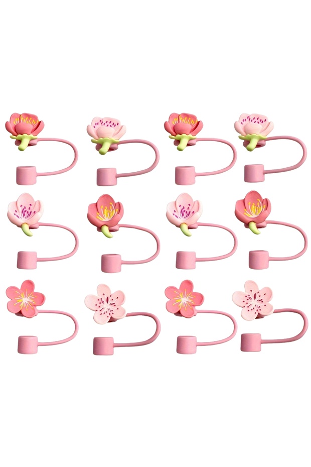 Termos Pipet Koruyucu 2 Adet Çiçek Pipet Koruyucu Silikon Pipet Kılıfı Pipet Tıpası - 5