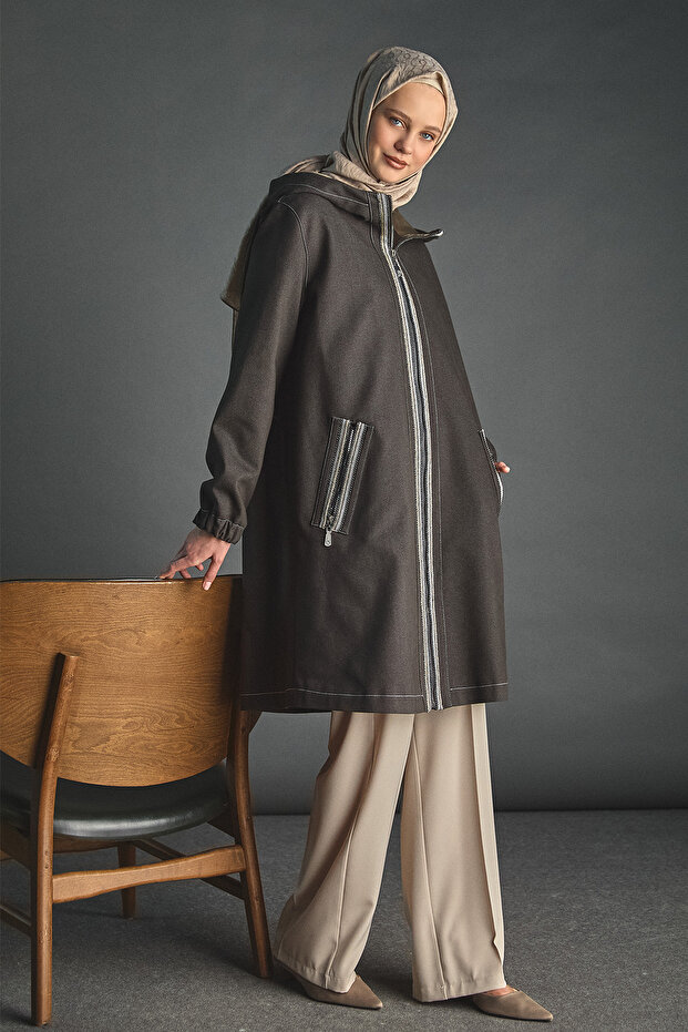 Kapüşonlu Oversize Kap - 2