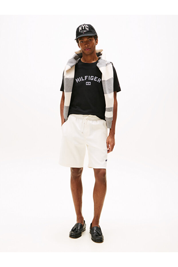 HILFIGER FLOCK TEE Erkek Siyah T-Shirt - MW0MW39357 - 4