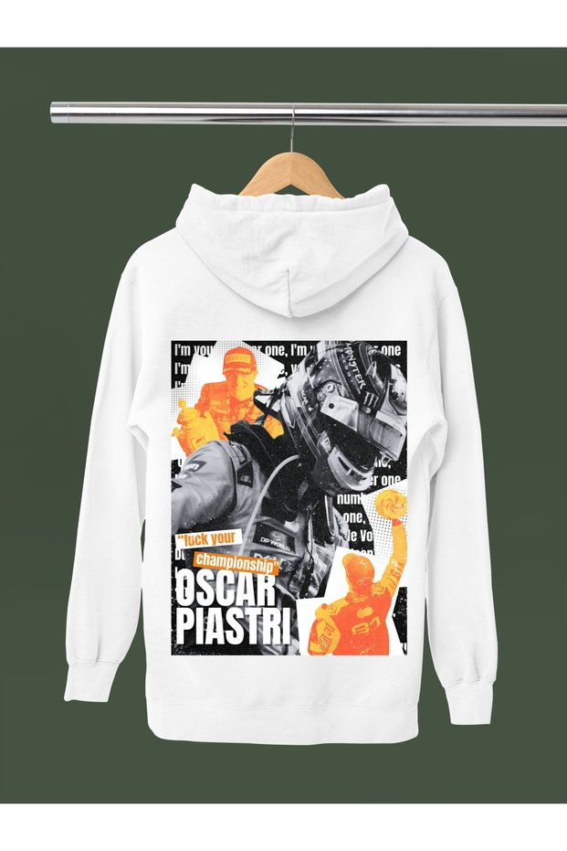 Oscar Piastri Printed Cotton Long Sleeve Fleece-Lined 3 Thread Quality Hooded F1 Sweatshirt