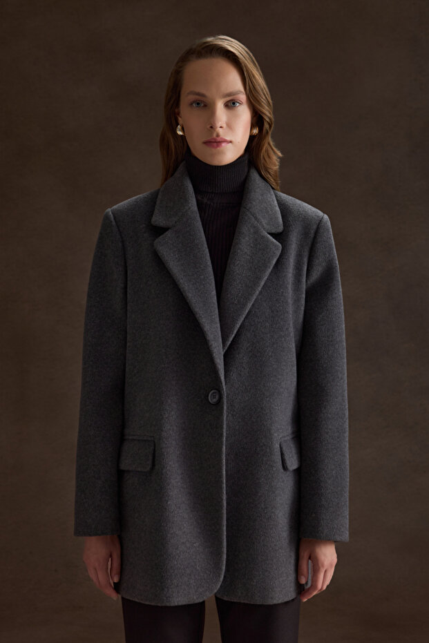 Oversize Fit Kalın Ceket - 2
