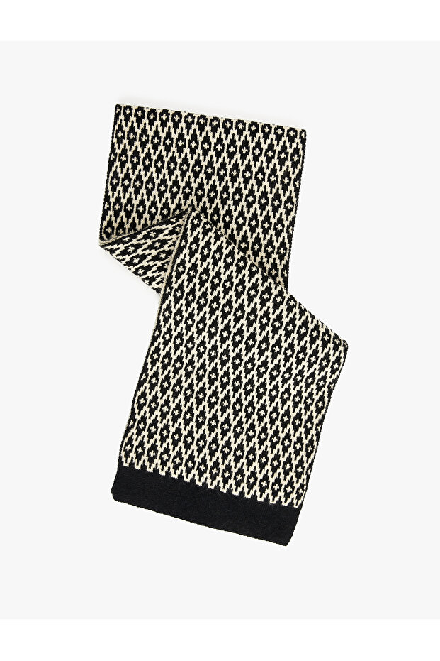 Ethnic Patterned Knitwear Long Scarf