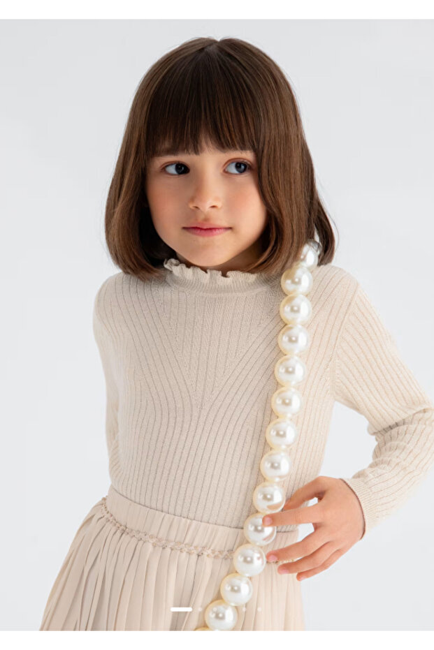 Abel Lula Girls' Half-High Neck Knit Sweater