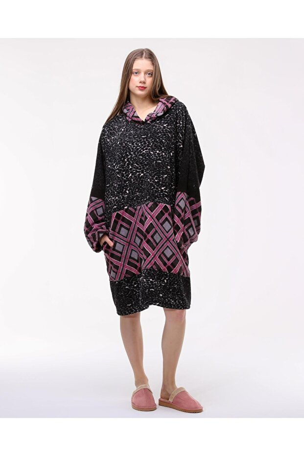 Wearable Fleece Blanket Single Person Hooded Oversized Double Pocket