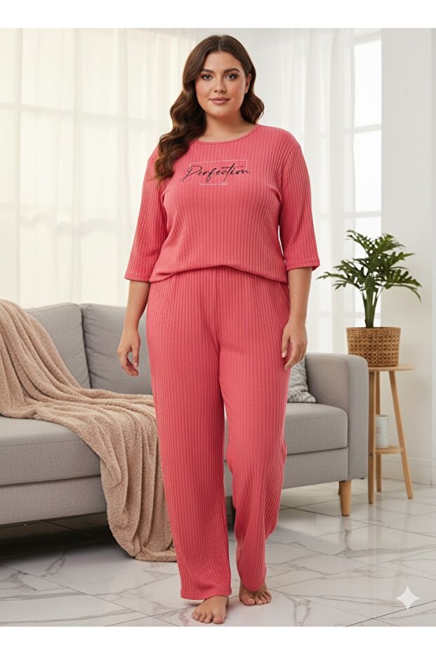 Women's Pink Plus Size Pajama Set