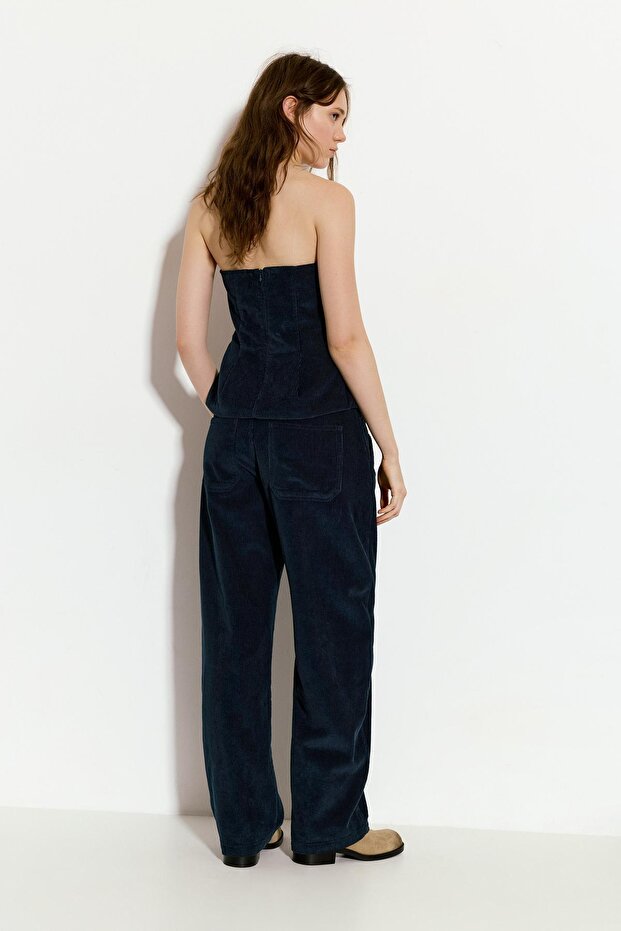 Kadife straplez top - 5