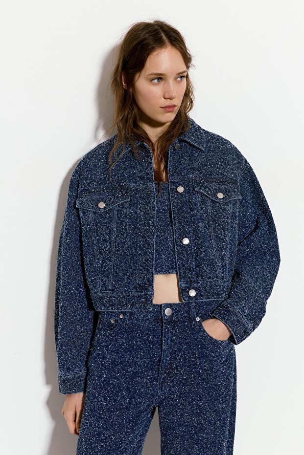 Dokulu denim ceket - 2