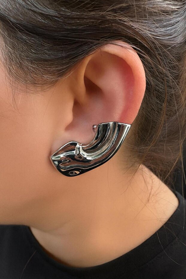 Silver Color Wave Shape Women Earrings