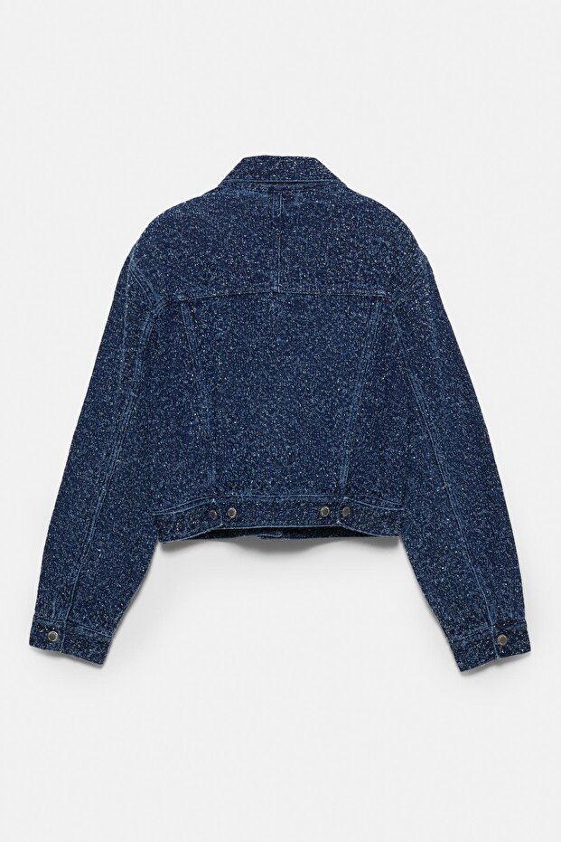 Dokulu denim ceket - 8