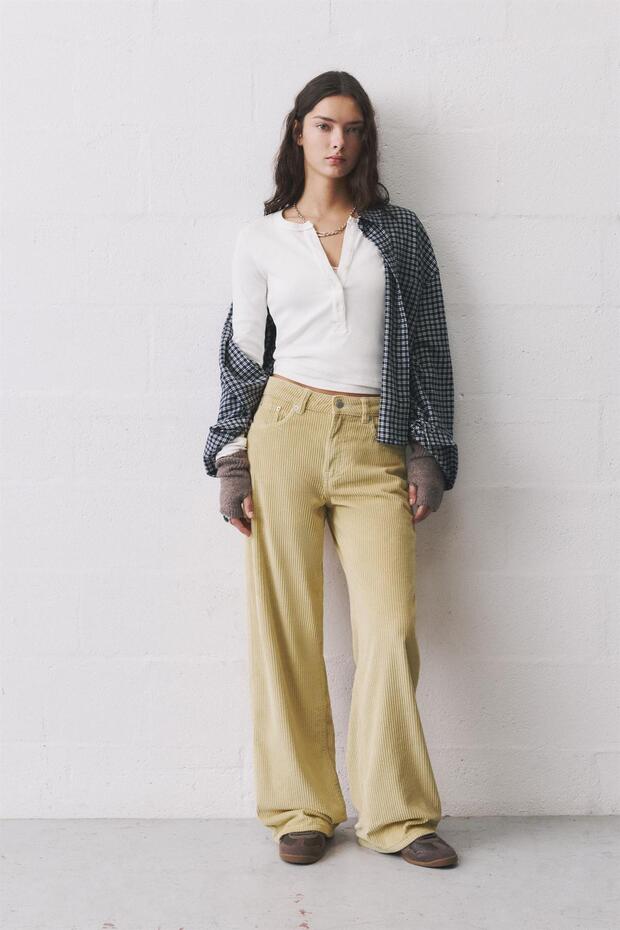 Kadife geniş paça pantolon - 2