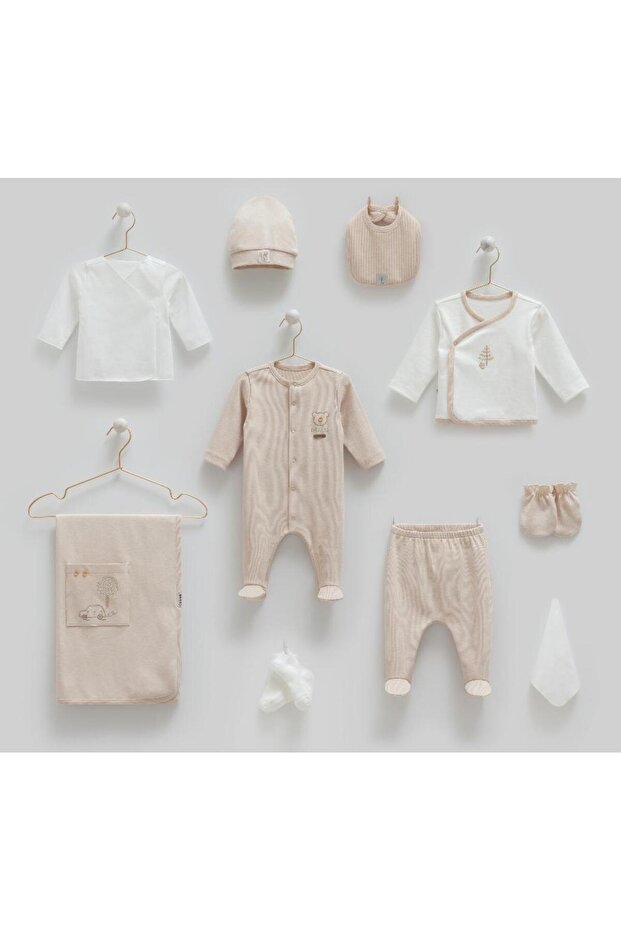 Hello Forest 100% Cotton 10-Piece Hospital Discharge Set Crml.Beige.Ze1949