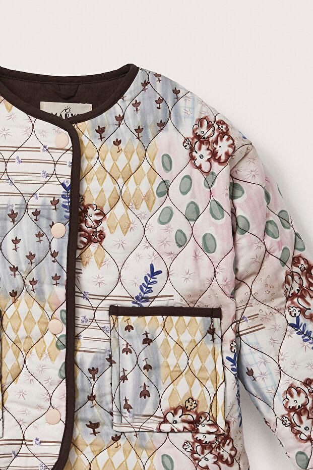 Nola Patch Desenli Kapitone Ceket - 8