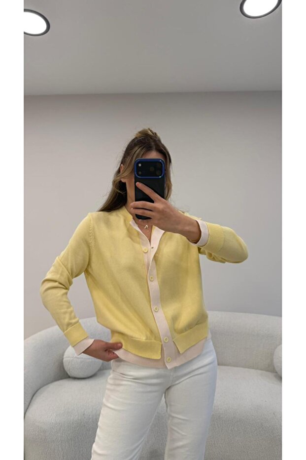 KOL VE ÖNÜ ŞERİTLİ HIRKA SARI - 2