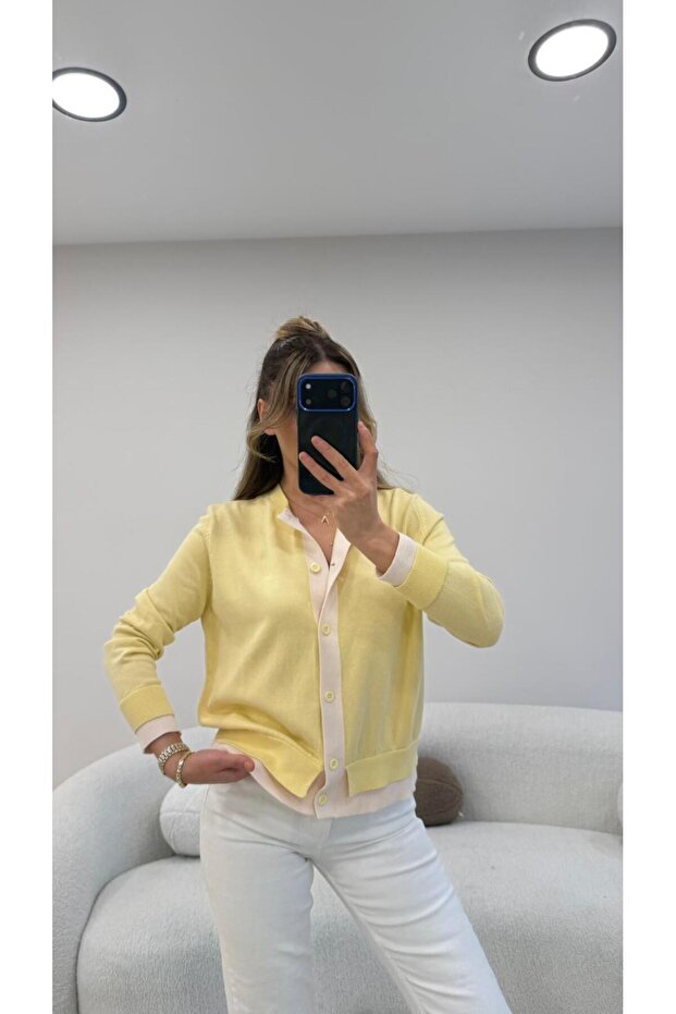 KOL VE ÖNÜ ŞERİTLİ HIRKA SARI - 4