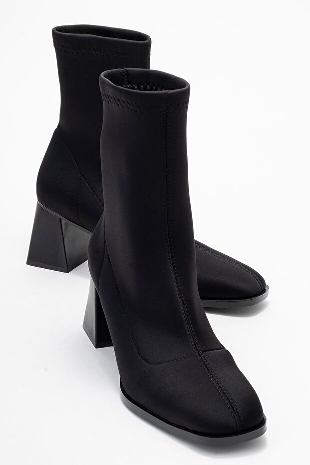Plesa Black Scuba Women's Thick Heeled Boots