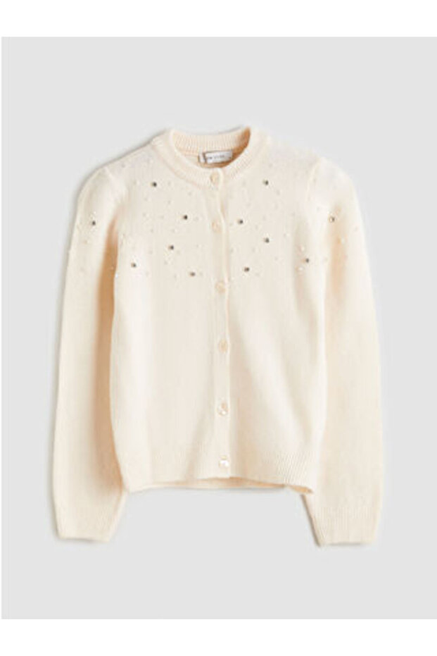 LCW VisionAntrasit Bisiklet Yaka Taşlı Kadın Triko Hırka - 3