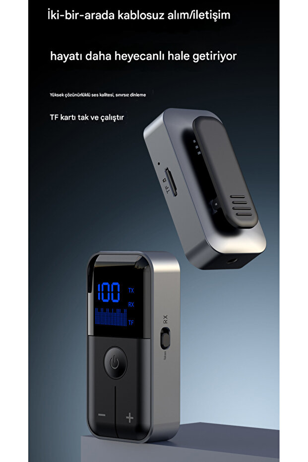 2 in 1 Bluetooth Adaptör Alıcı Verici Bluetooth 5.4 Receiver TF Kart Girişli Aux Wireless Araç Kiti - 5