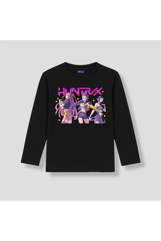 Kpop Demon Hunters Huntrix Long Sleeve Printed Girls' T-Shirt (4-13 Years)