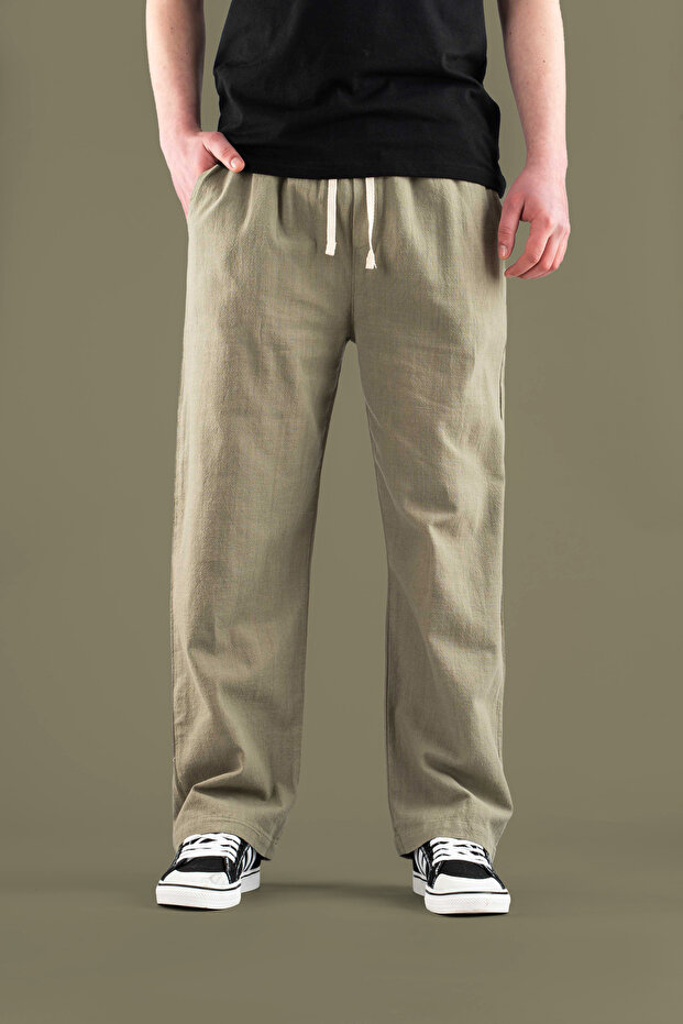 Men's pants elastic waist linen casual stretchy Stretch Fabric basic cotton jogger