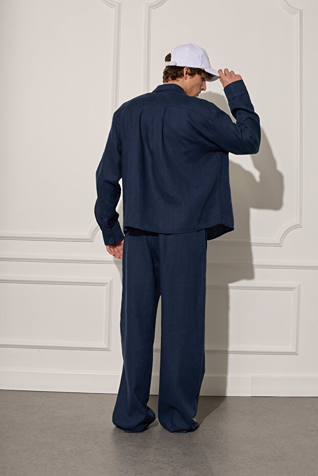 %100 Keten Oversize Gömlek - 4