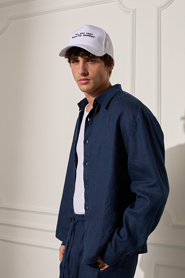 %100 Keten Oversize Gömlek - 1