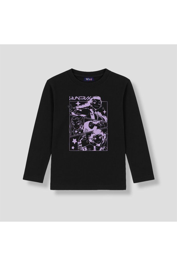 Kpop Demon Hunters Huntrix Long Sleeve Printed Girls' T-Shirt (4-13 Years)