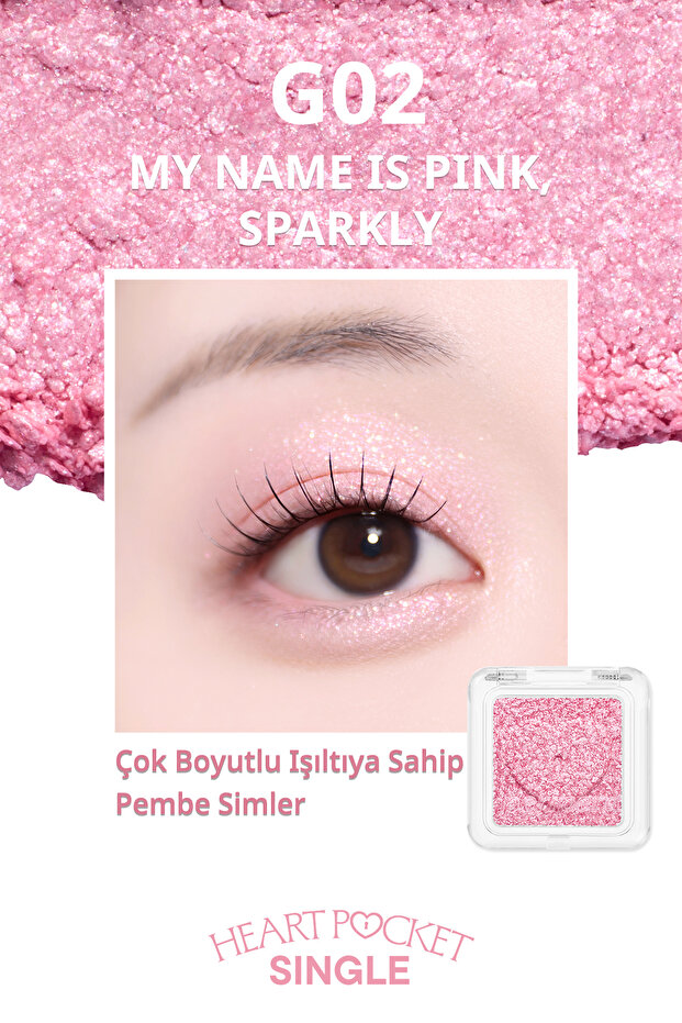 Kişiselleştirilebilir Simli Tekli Far Heart Pocket Single (G02 My Name is Pink Sparkly) - 3