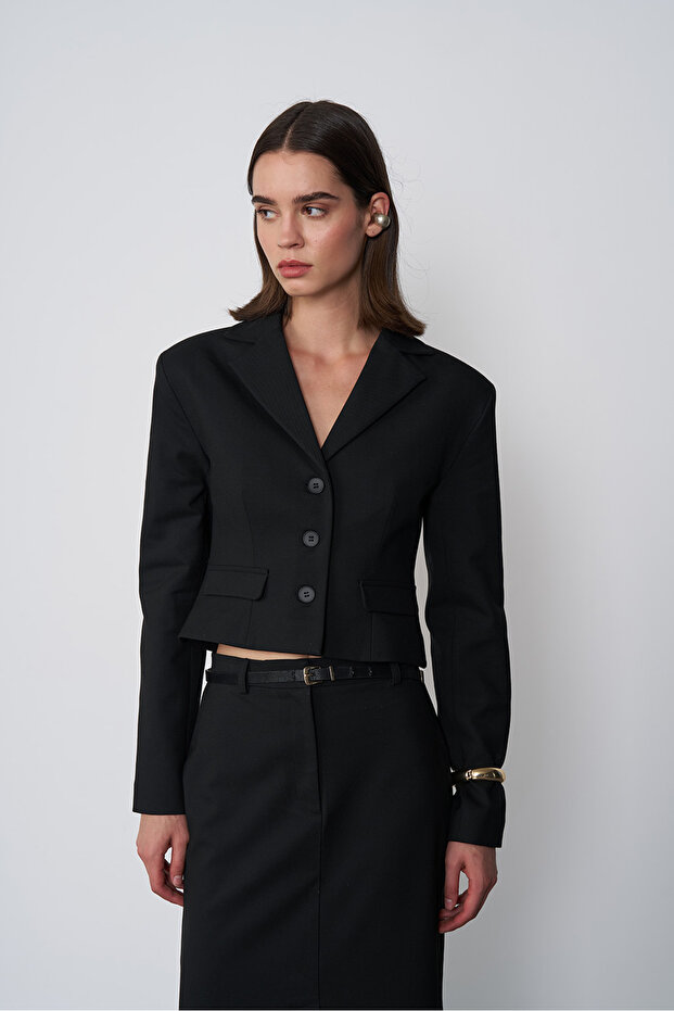 Crop Blazer Ceket - 4