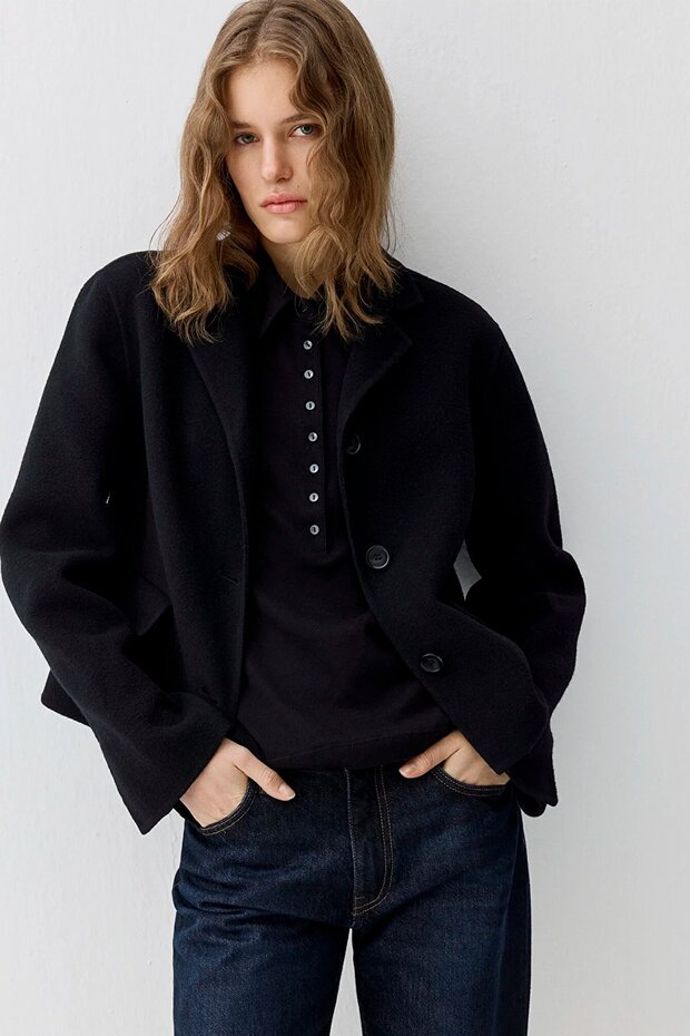 Women's Wool Blend Black Jacket 1110733-900