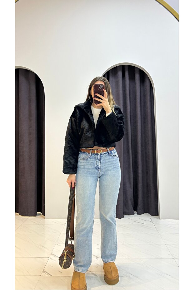 Crop Kürk Ceket - 1