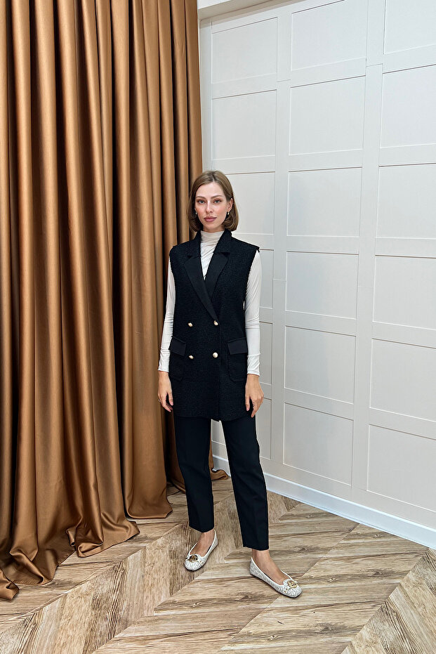 Maya Kısa Yelek Siyah - 1