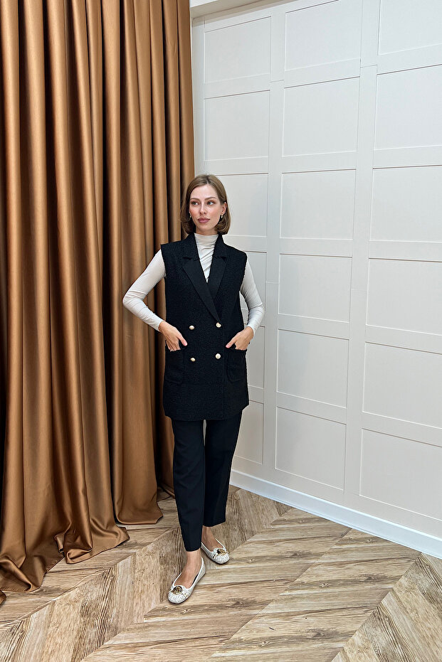 Maya Kısa Yelek Siyah - 4