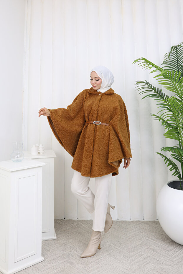 Single Button and Belted Poncho - 3