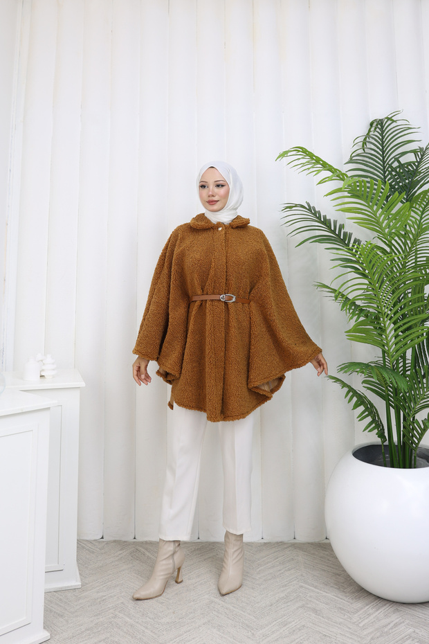 Single Button and Belted Poncho - 1