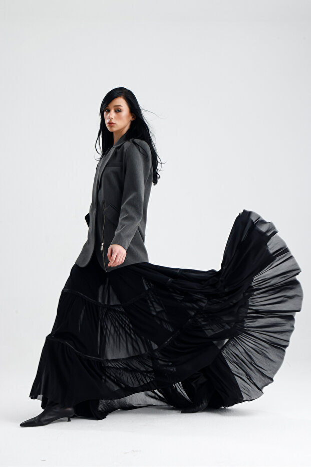 Isola Long Tulle Transparent Skirt