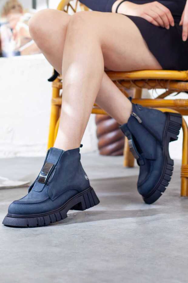 Mammamia Kadın Hakiki Deri Kaymaz Taban Bot - 3