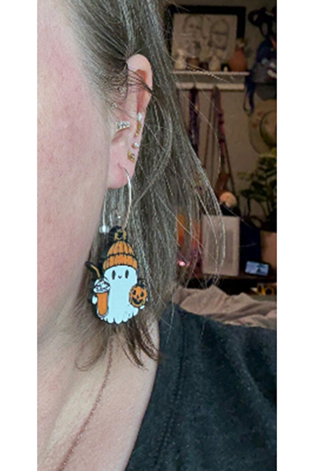 Pumpkin Ghost Earrings - 3