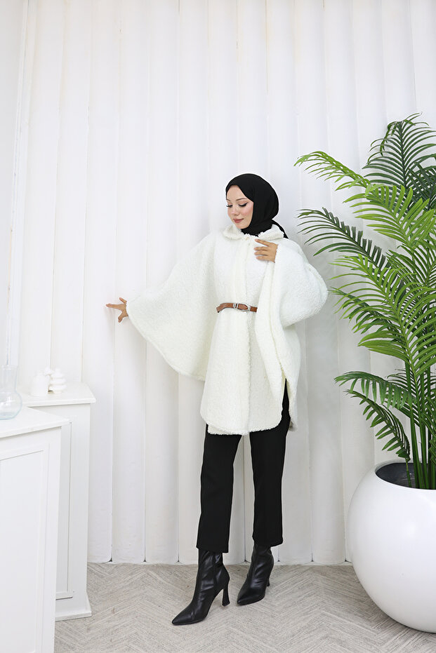 Tek Düğmeli Ve Kemerli Panço - 8