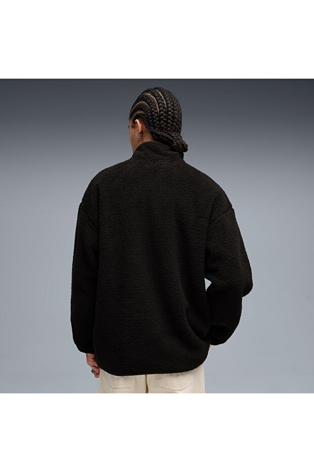 Essentials Elevated Sherpa Full-Zip Men's Black Jacket - 2