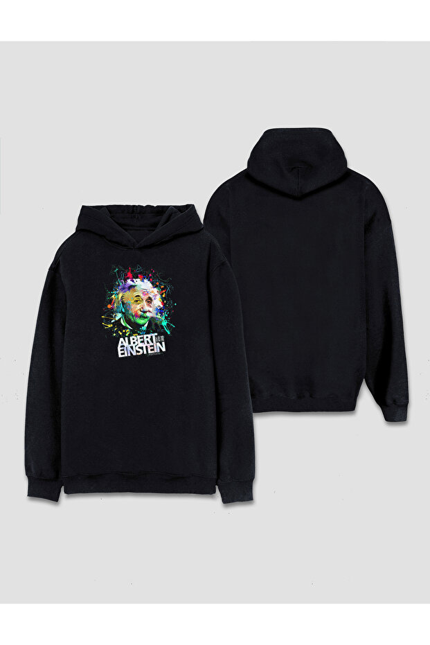 Albert Einstein Oil Painting Drawing Design Printed Hooded Sweat Hoodie