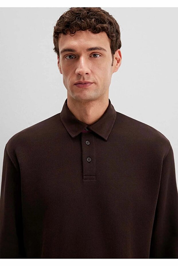 Erkek Kahve Yarim Düğmeli Sweatshirt Ganache Sweatshirt 0S10474-89103-Std - 6