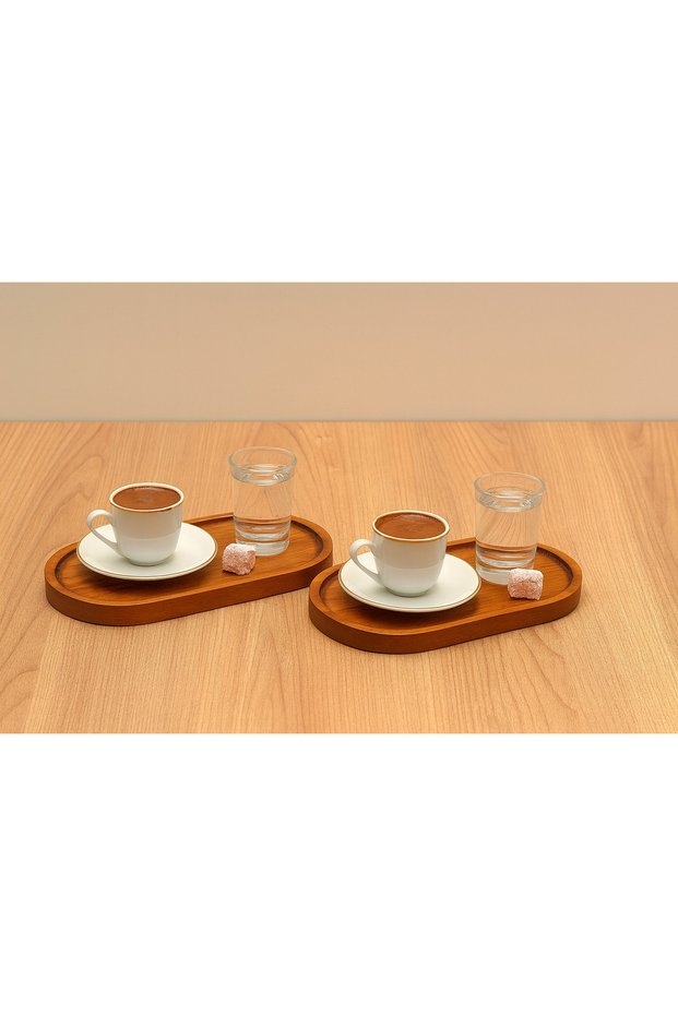 Natural Beech Wood Oil Pot Base Dark Color – Oval Stylish Presentation Holder (2 Pieces) 9*18 cm