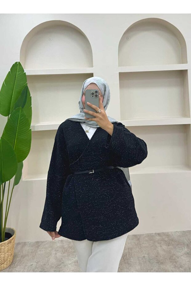 Simli Kemerli Ceket - 3