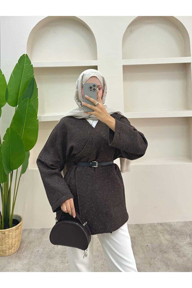 Simli Kemerli Ceket - 1