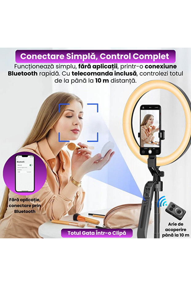 Smart Studio, AI Selfie Stick, Stabilization, LED Light, Bluetooth Remote Control - 3